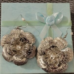 Beautiful handmade floral statement earrings